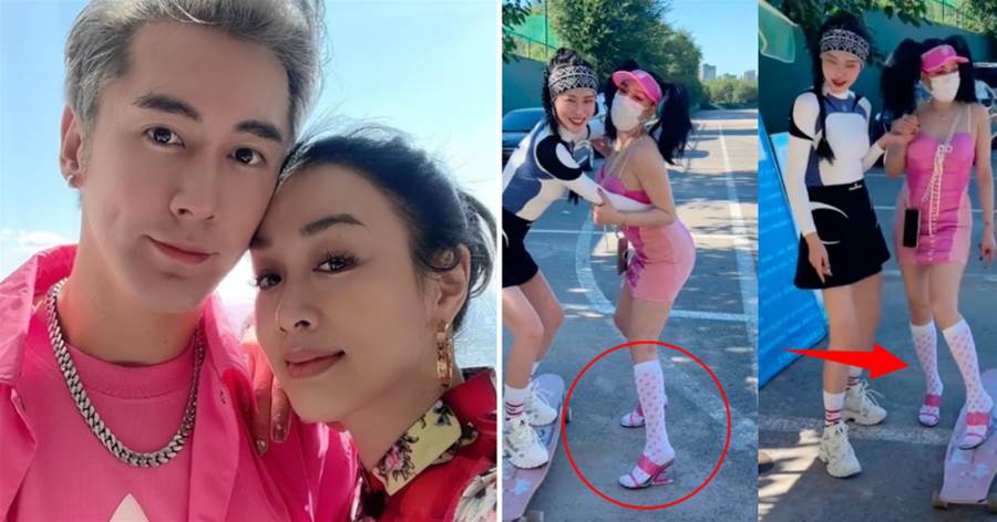 51歲鐘麗緹再穿奇裝！穿吊帶短裙秀翹臀，長襪子配拖鞋，引網友吐槽：看不懂的時尚